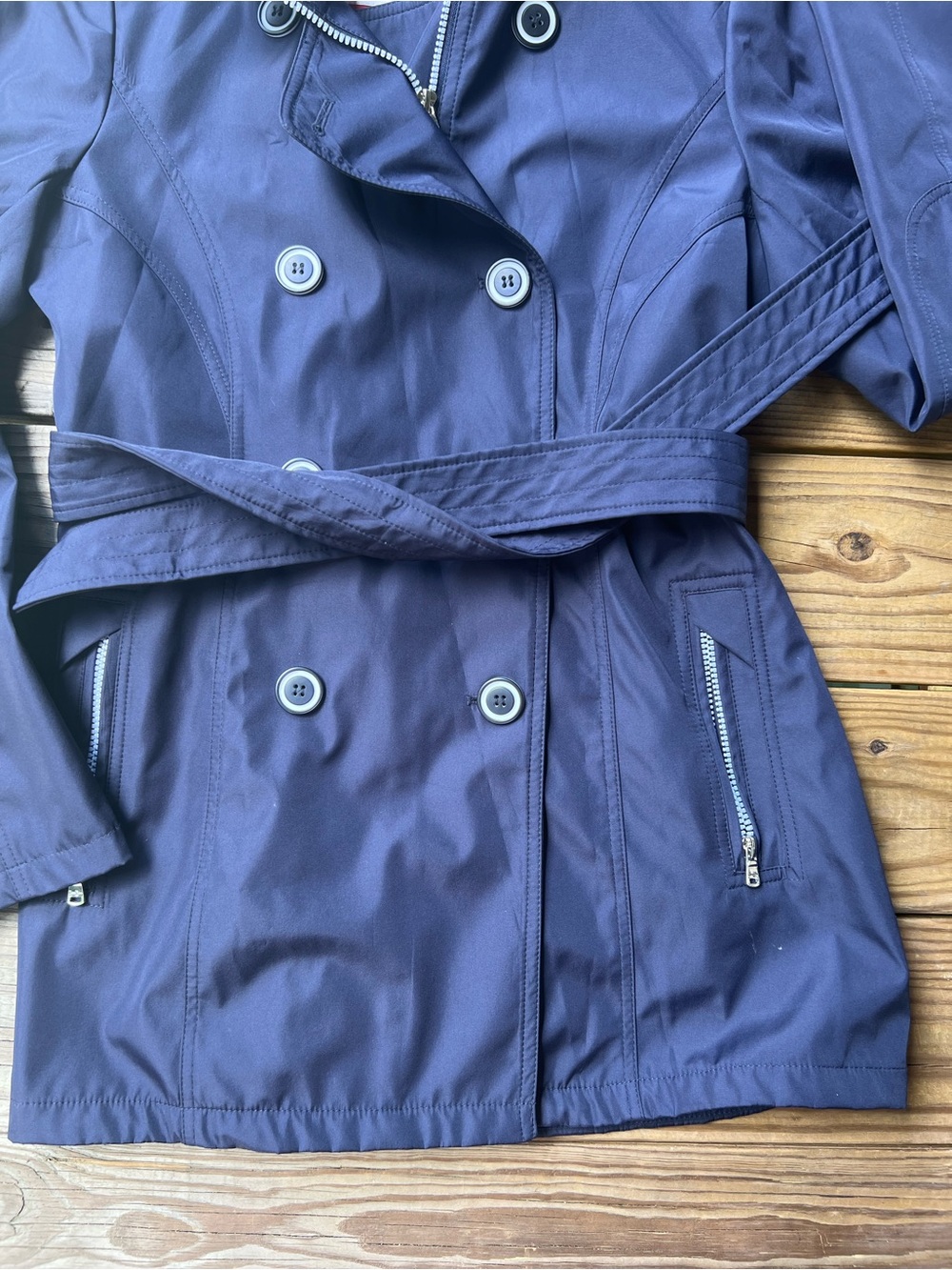 Jessica Simpson Double Breasted Belted Trench Coat Large - Picture 5 of 9